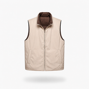 DUBBELZIJDIGE BODYWARMER - BRUIN/BEIGE