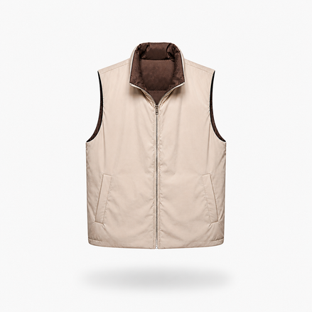 DUBBELZIJDIGE BODYWARMER - BRUIN/BEIGE