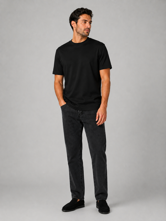Mace T-shirt Glans heren – kleur zwart, gedragen door model