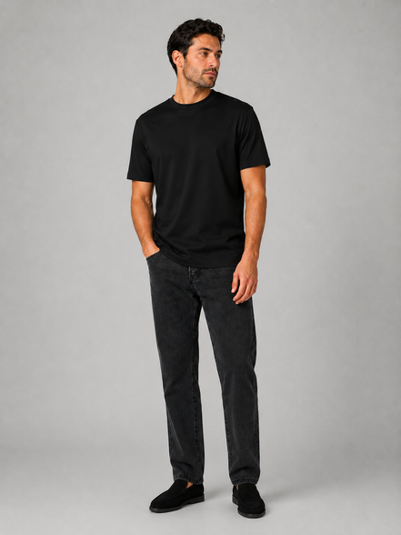 Mace T-shirt Glans heren – kleur zwart, gedragen door model