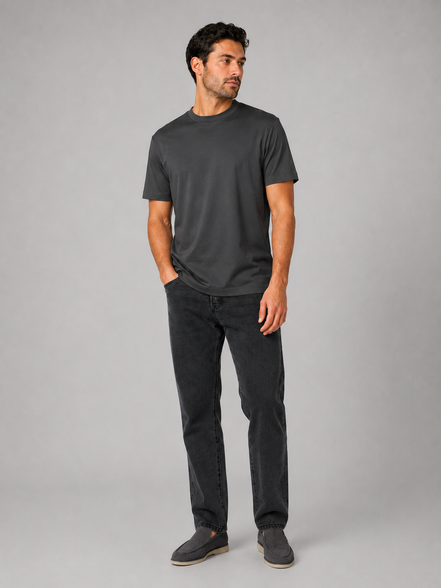 Mace T-shirt Glans heren – kleur grijs, gedragen door model
