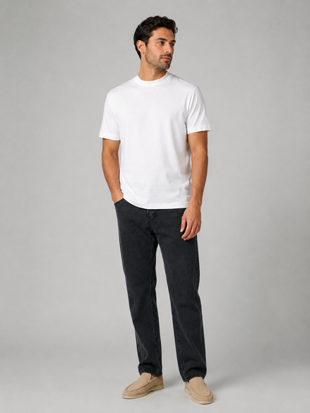 Mace T-shirt Glans heren – kleur wit, gedragen door model